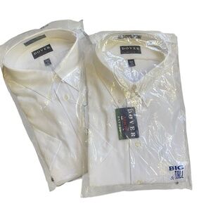 ARROW DOVER Button Down Size Big Neck Sz 19 Short Sleeve White Shirts Lot Of 2